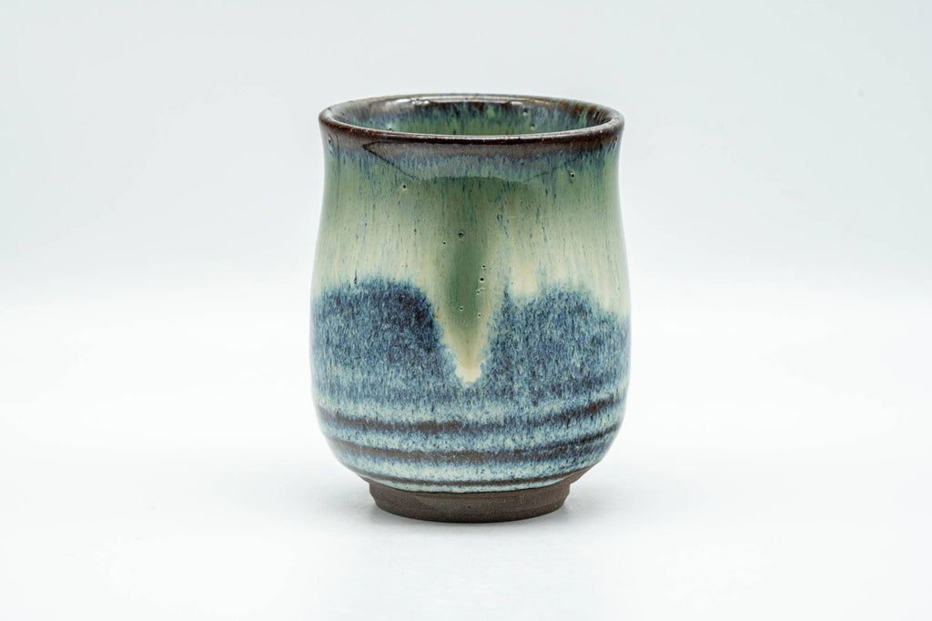 Japanese Teacup - Green White Hare's Fur Drip-Glazed Agano-yaki Yunomi - 175ml