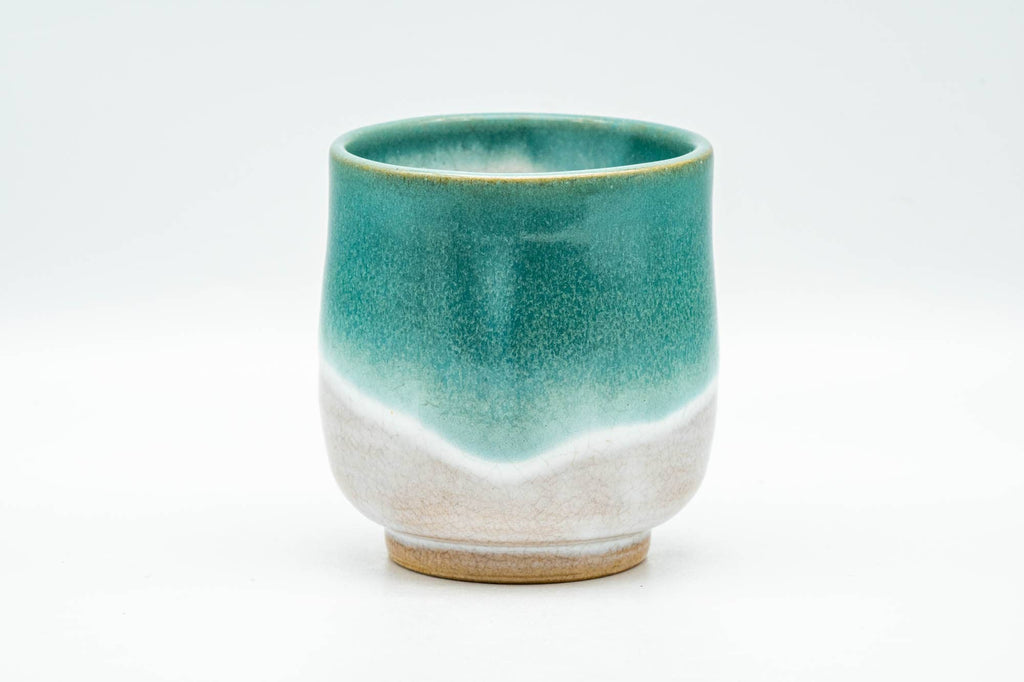 Japanese Teacup - Turquoise White Drip-Glazed Agano-yaki Yunomi - 175ml