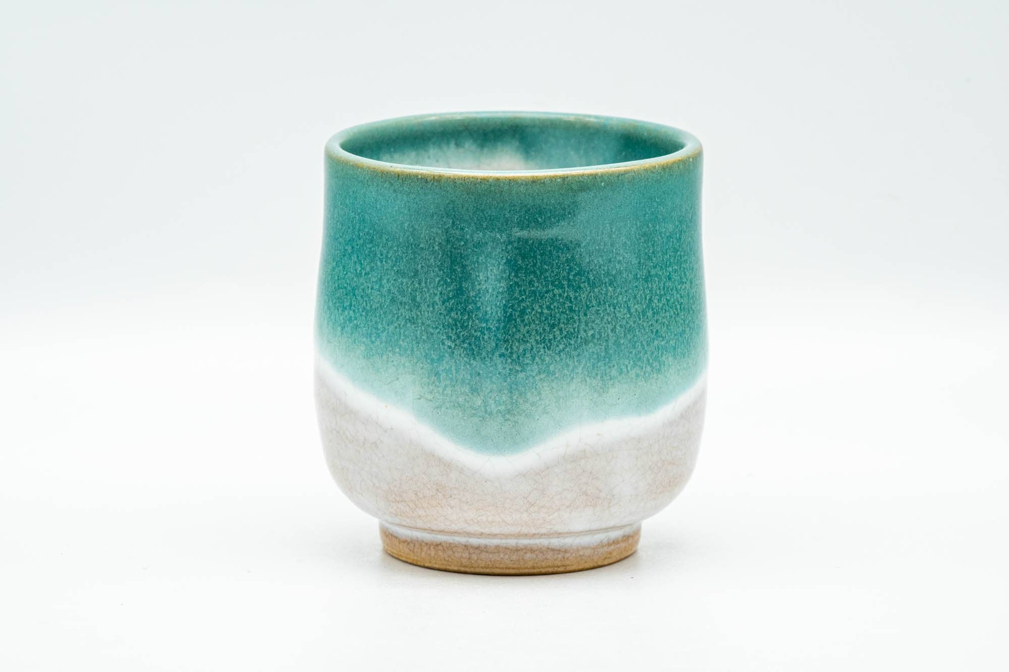Japanese Teacup - Turquoise White Drip-Glazed Agano-yaki Yunomi - 175ml