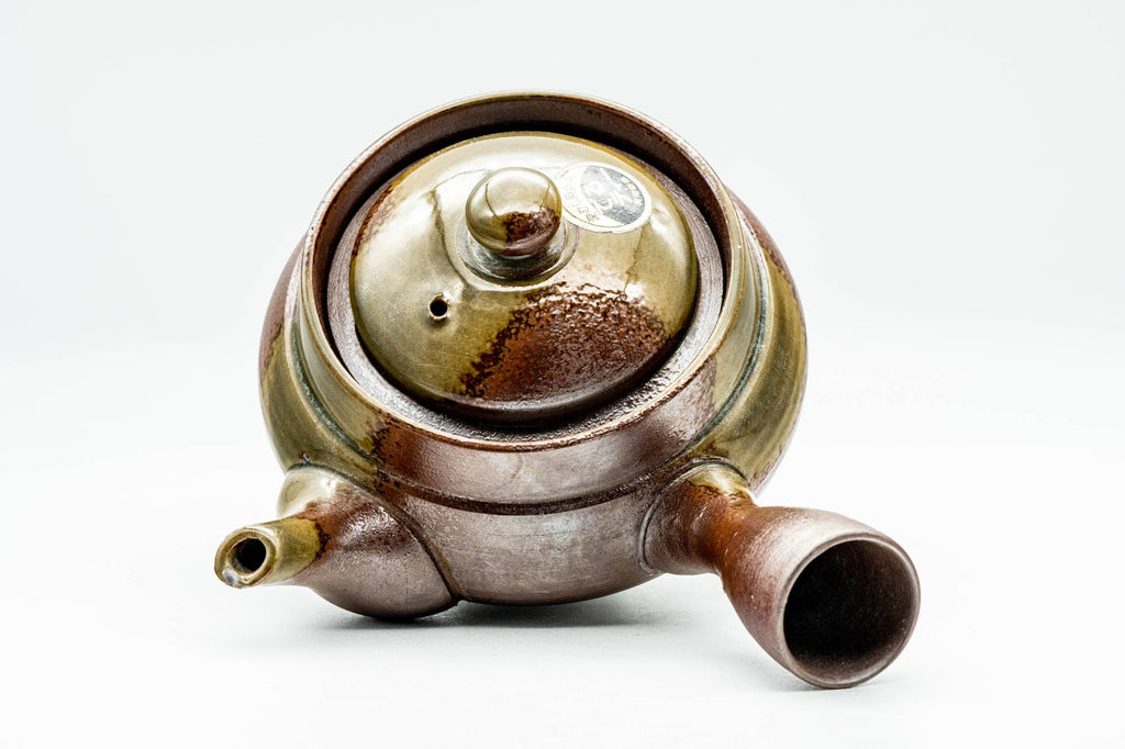 Japanese Kyusu - Ash Green Glazed Banko-yaki Mesh Teapot - 275ml