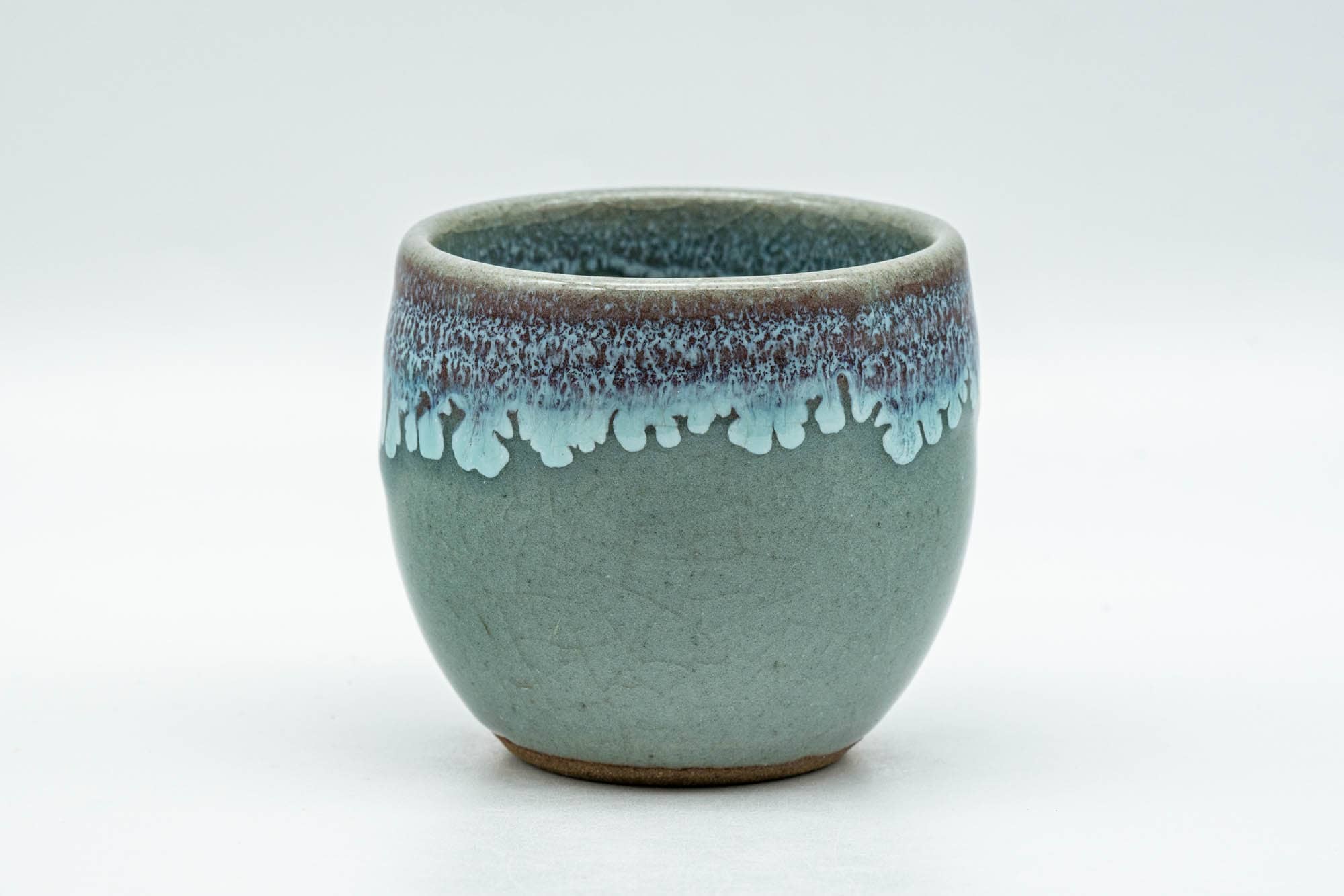 Japanese Teacup - Turquoise Purple Drip-Glazed Yunomi - 85ml