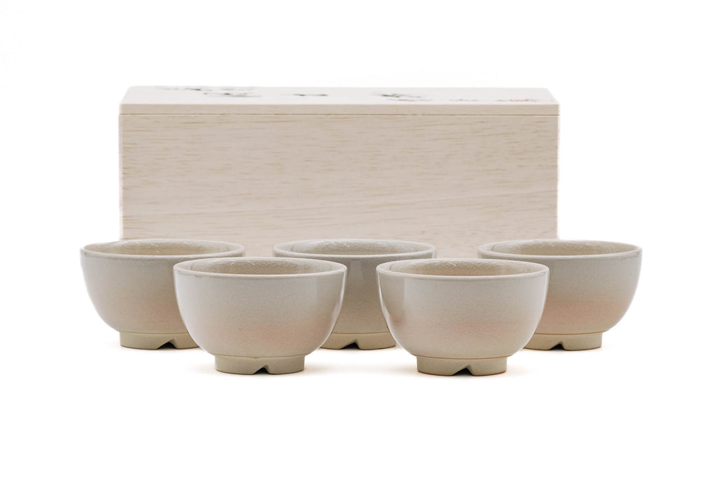 Set of 5 Beige Hagi-yaki Sencha Cups - 100ml