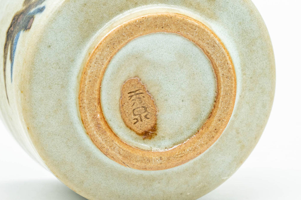 Japanese Teacup - Beige Bamboo-decorated Tsutsu-gata Yunomi - 70ml
