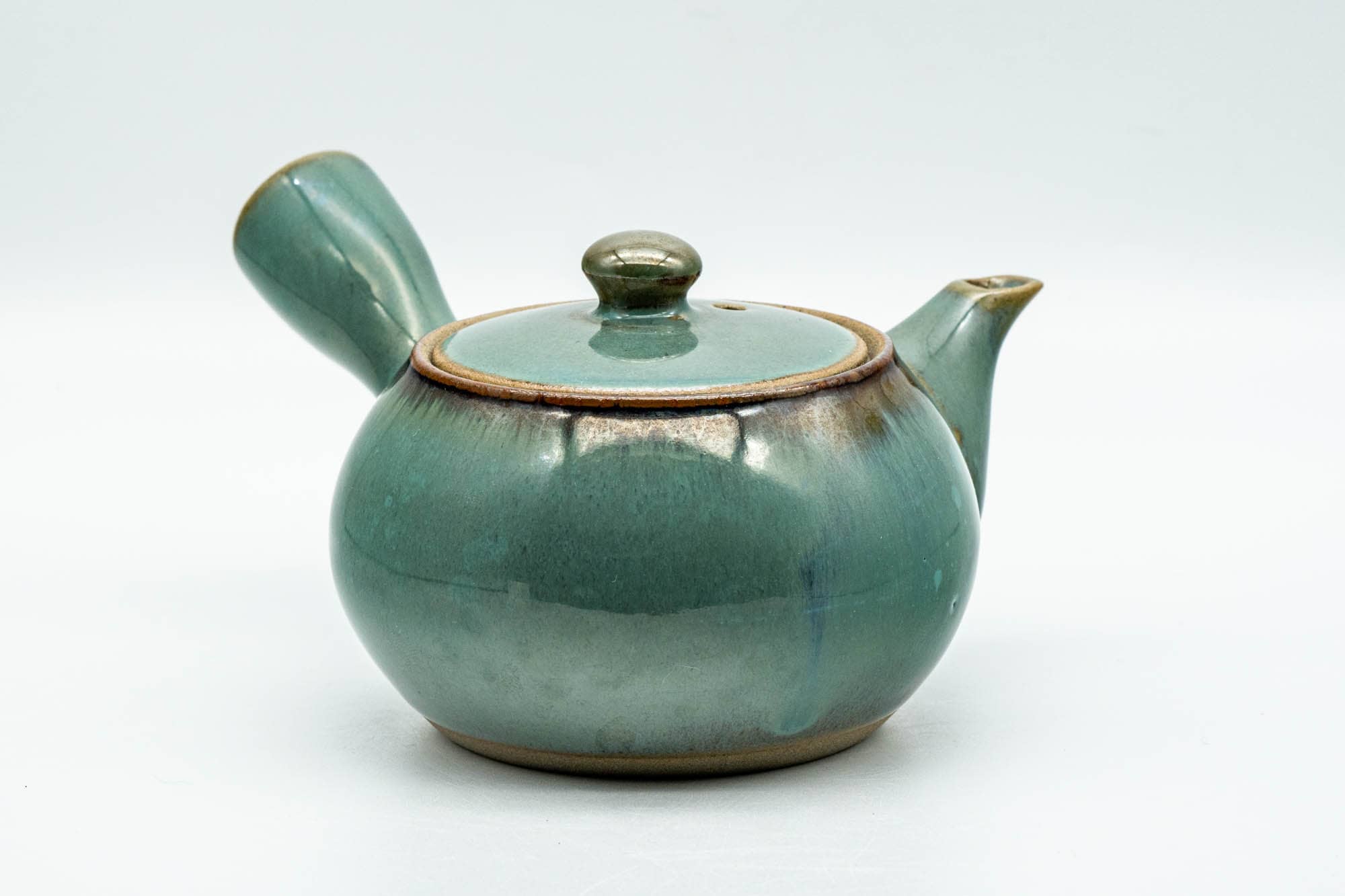 Japanese Kyusu - Green Teal Ceramic Debeso Teapot - 200ml