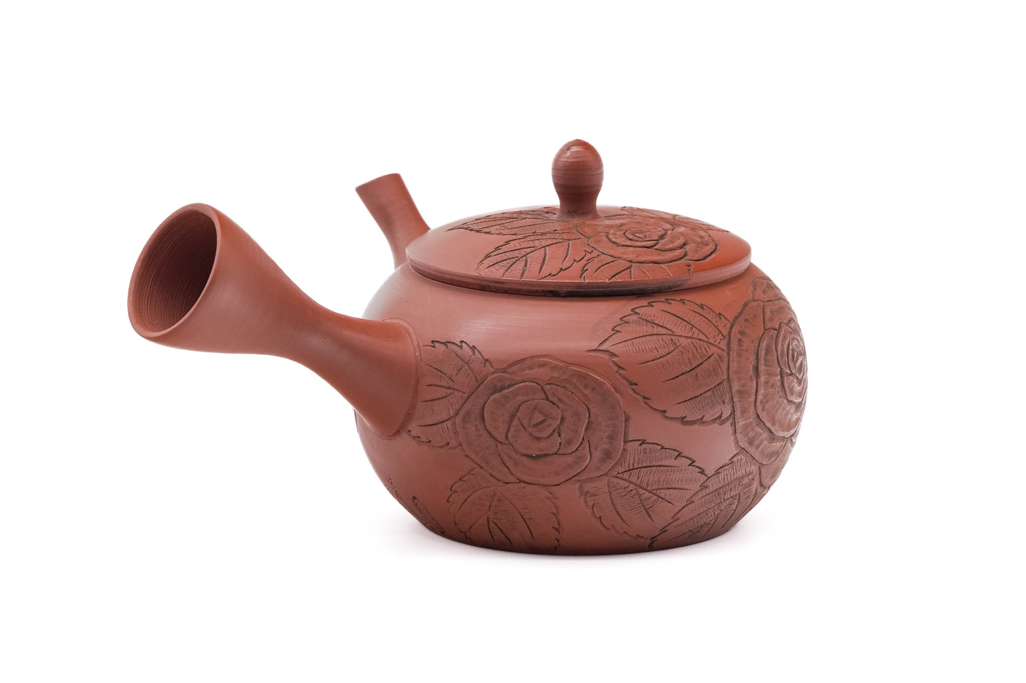 Camellia Flower Engraved Tokoname Teapot - 260ml