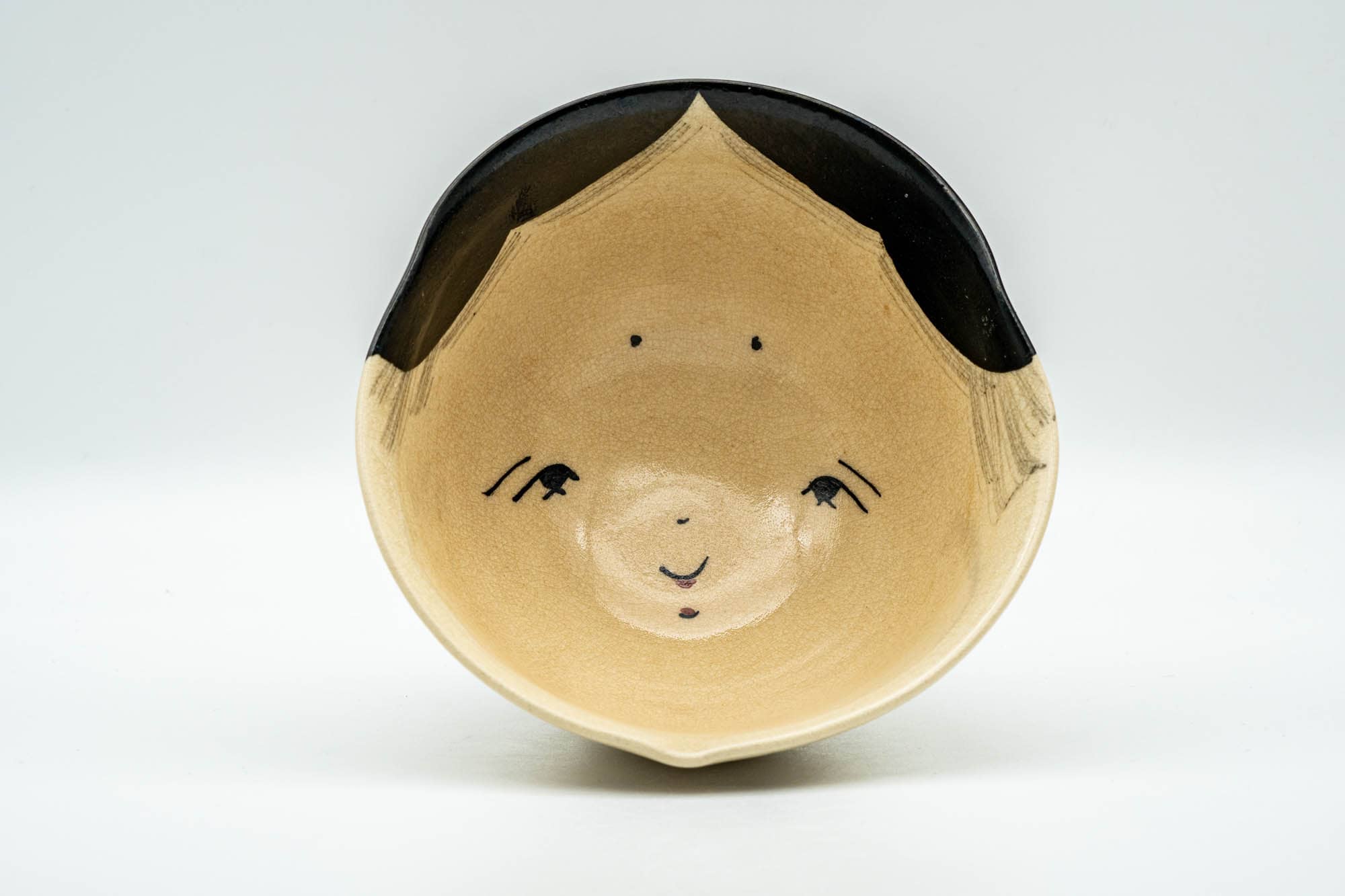 Japanese Matcha Bowl - Otafuku Okame Themed Kyo-yaki Chawan - 300ml