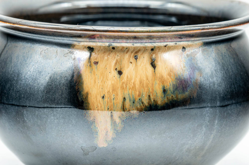 Japanese Kensui - Jet Black Hare's Fur Glazed Water Bowl - 450ml