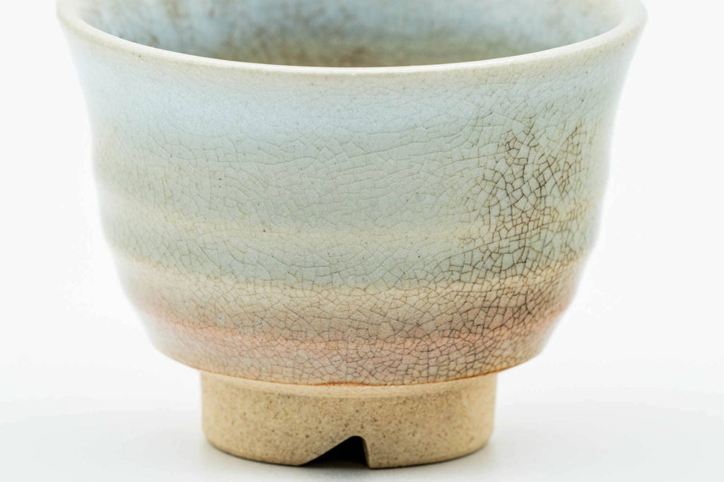 Japanese Teacup - Beige Pink White Weathered Hagi-yaki Yunomi - 90ml