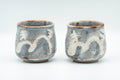 Japanese Teacups - Pair of Blue White Shino Glazed Yunomi - 150ml