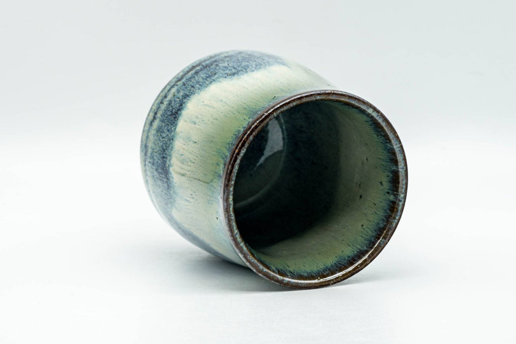 Japanese Teacup - Green White Hare's Fur Drip-Glazed Agano-yaki Yunomi - 175ml