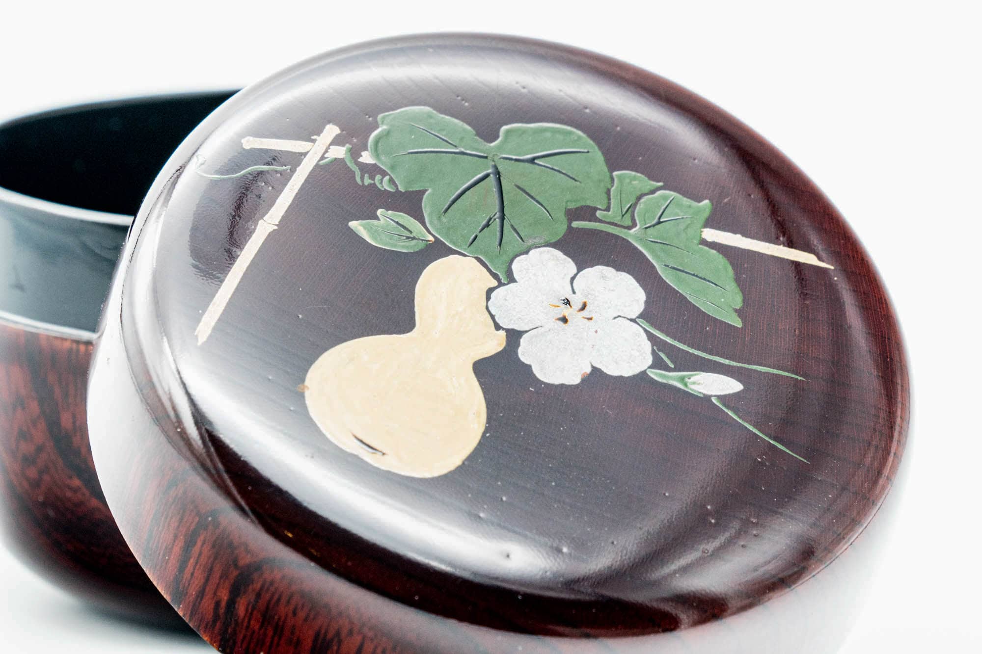 Japanese Natsume - Hira-natsume Flat Gourd Clear Lacquered Woodgrain Matcha Tea Caddy - 80ml