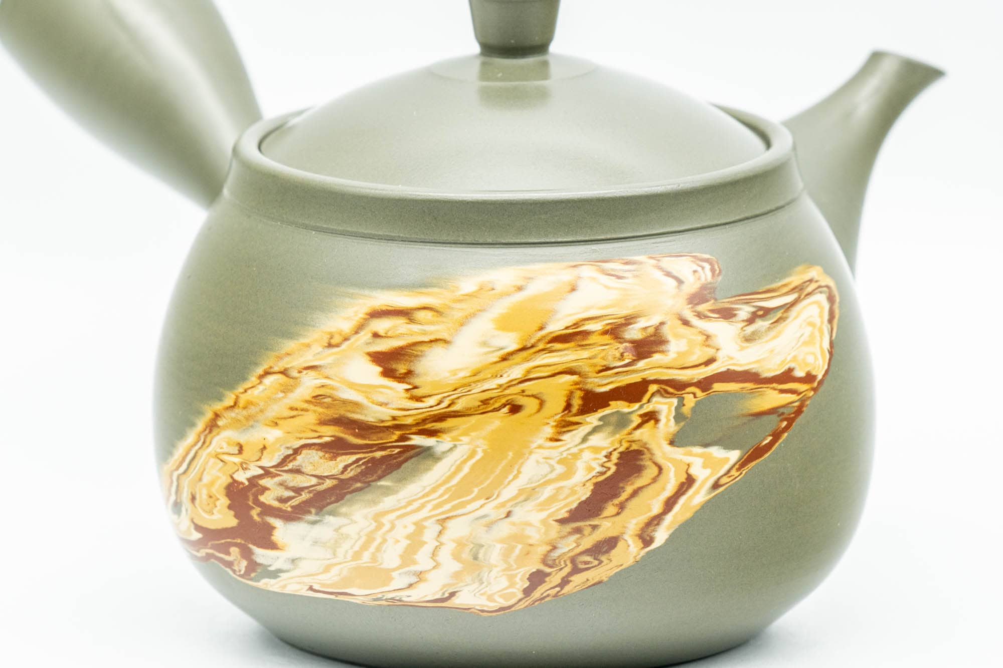 Japanese Kyusu - Gyokko Kiln 玉光 - Green Ryokudei Nerikomi Tokoname-yaki Debeso Teapot - 200ml