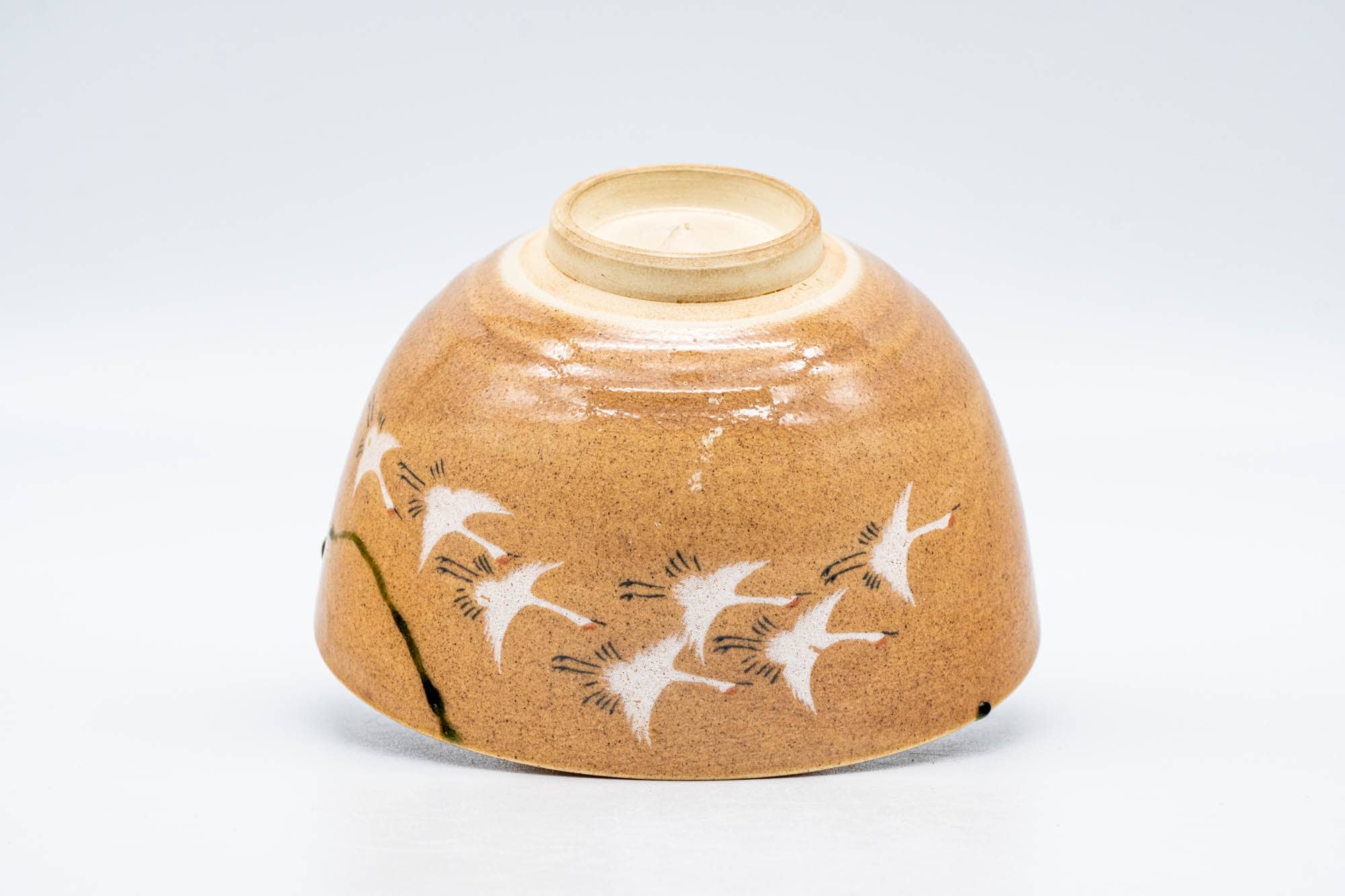 Japanese Matcha Bowl - Beige Glazed Soaring Egrets Kyo-yaki Chawan - 500ml