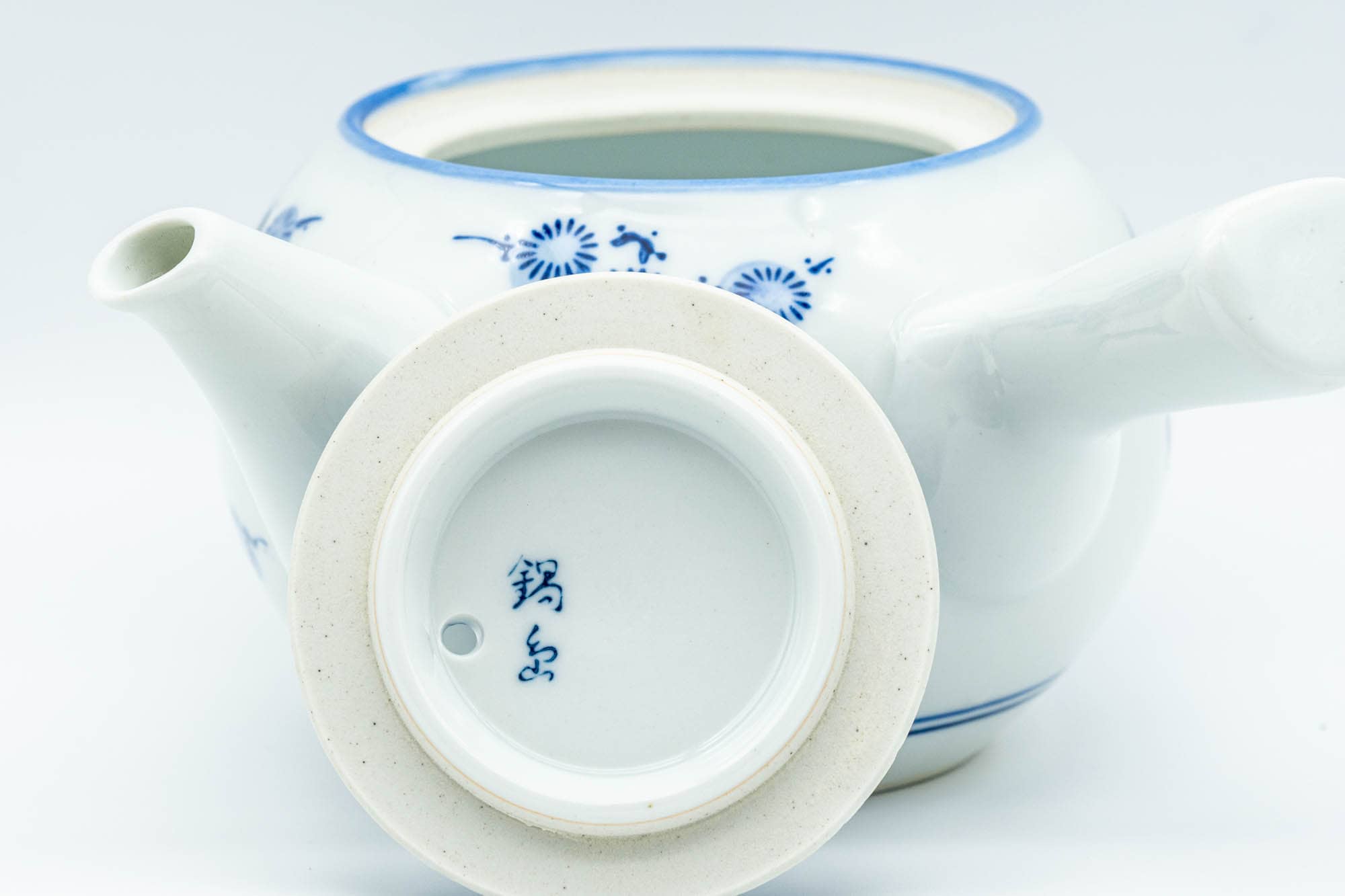 Japanese Kyusu - Flowers and Villagers Porcelain Arita-yaki Debeso Teapot - 300ml