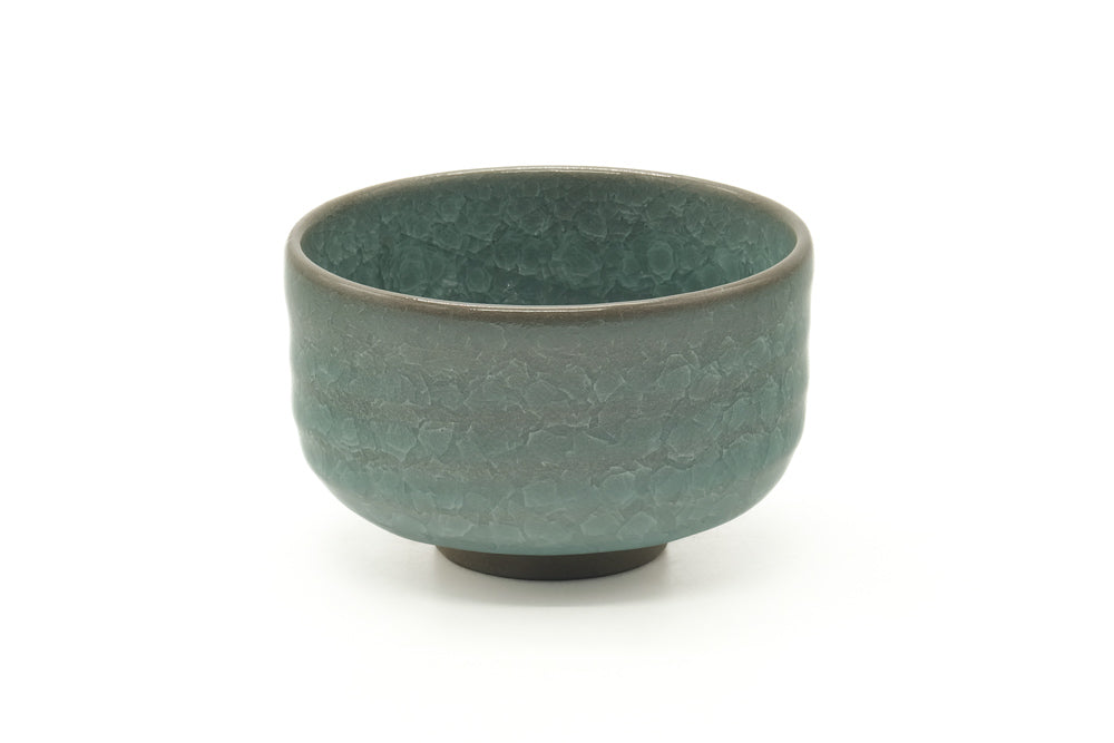 Japanese Matcha Bowl - Teal Snowflake Glazed Hantsutsu-gata Chawan - 410ml