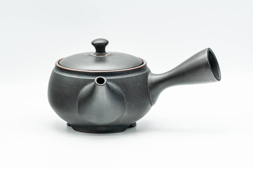 Japanese Kyusu - Black Kurodei Tokoname-yaki Ginkgo Leaf Teapot - 250ml