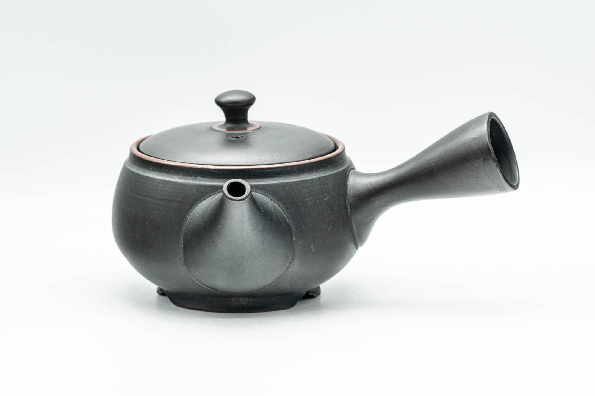Japanese Kyusu - Black Kurodei Tokoname-yaki Ginkgo Leaf Teapot - 250ml