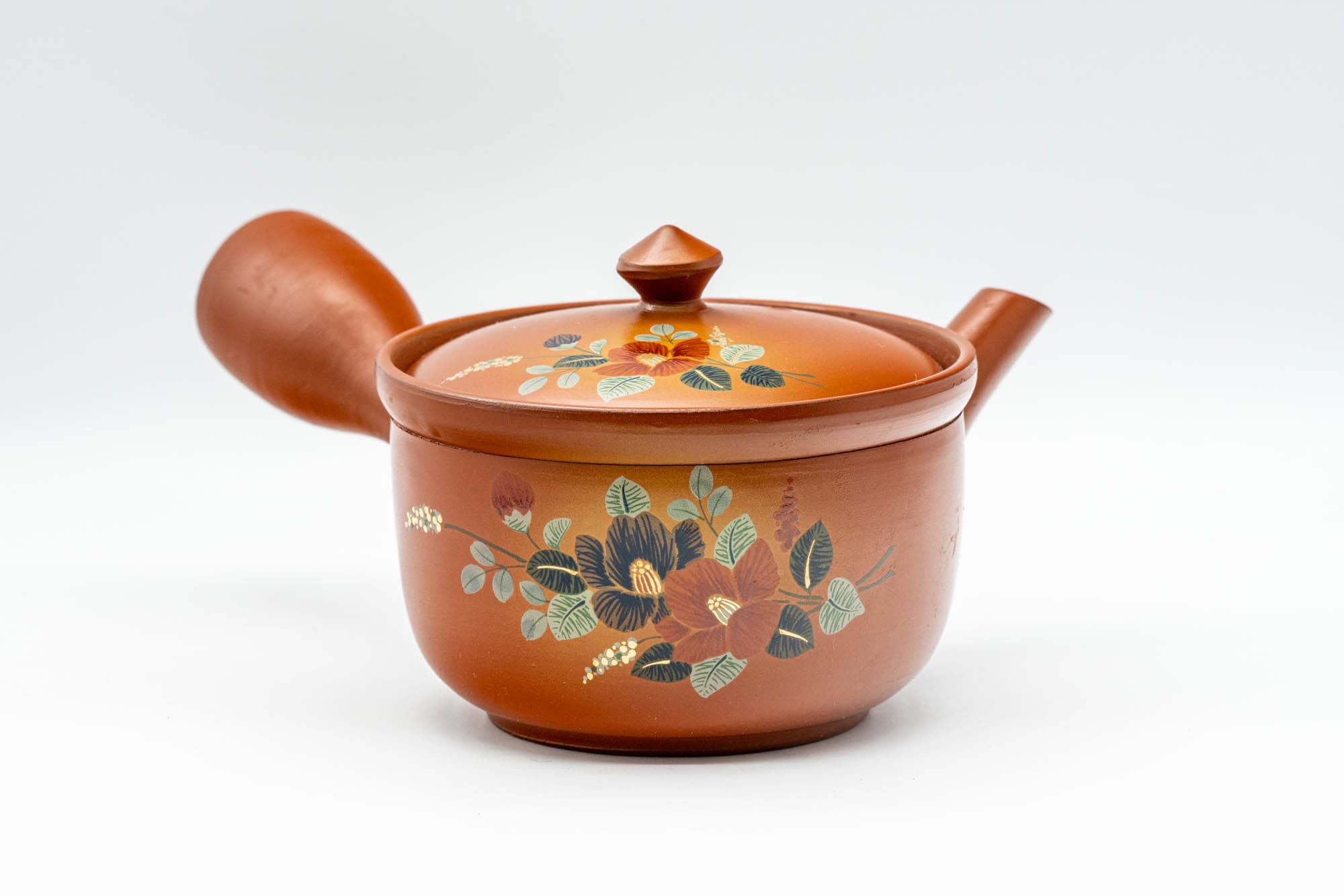Japanese Kyusu - Floral Tokoname-yaki Mesh Teapot - 230ml