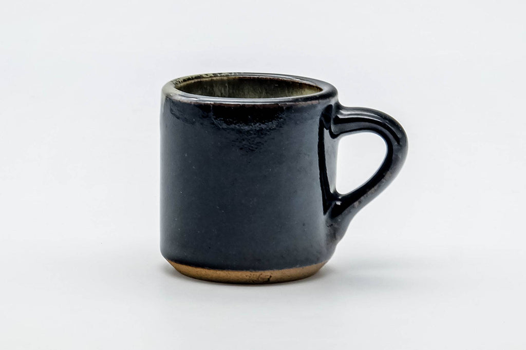 Japanese Teacup - Black Beige Drip-Glazed Ushirode Yunomi - 100ml