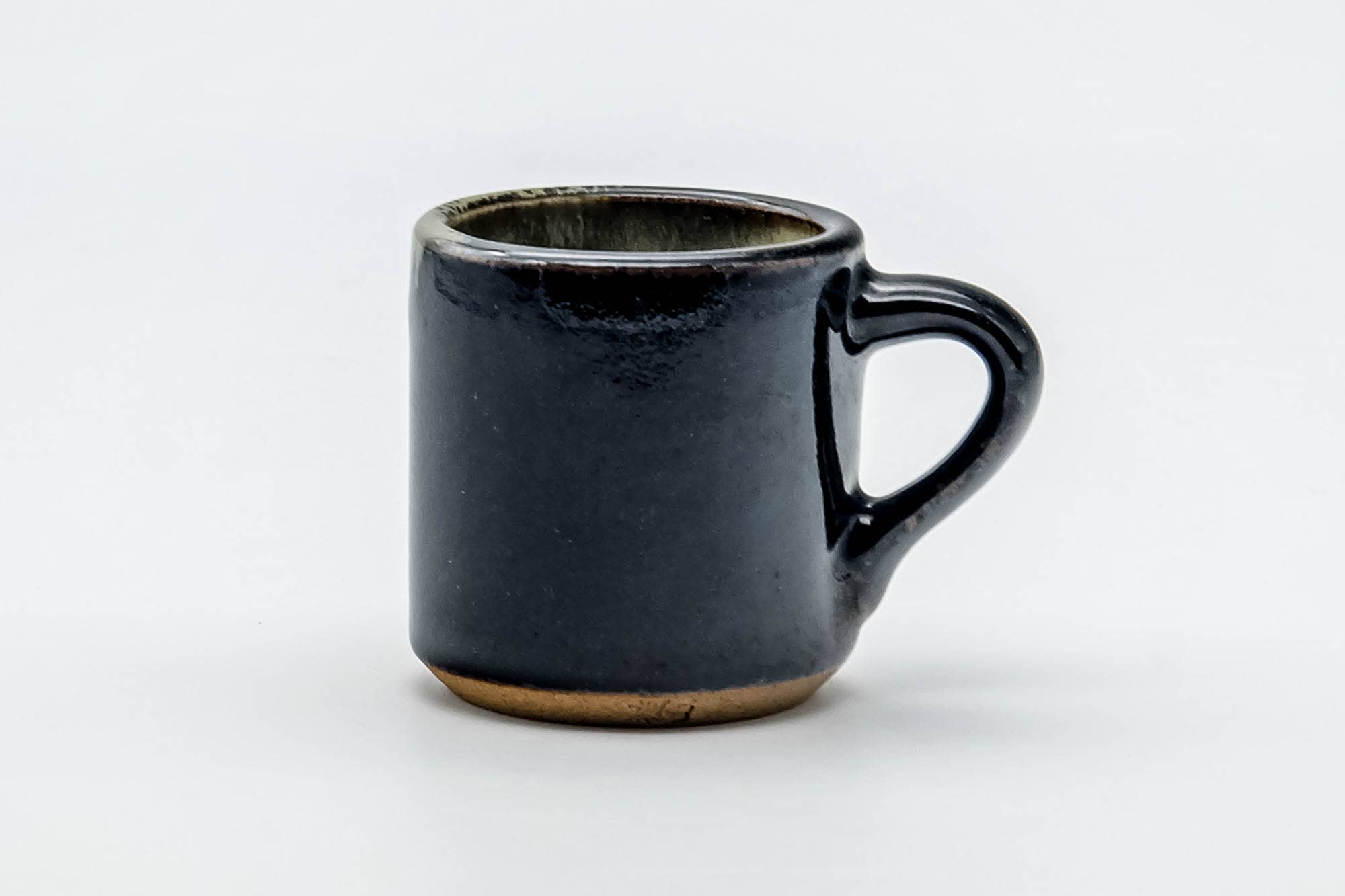 Japanese Teacup - Black Beige Drip-Glazed Ushirode Yunomi - 100ml