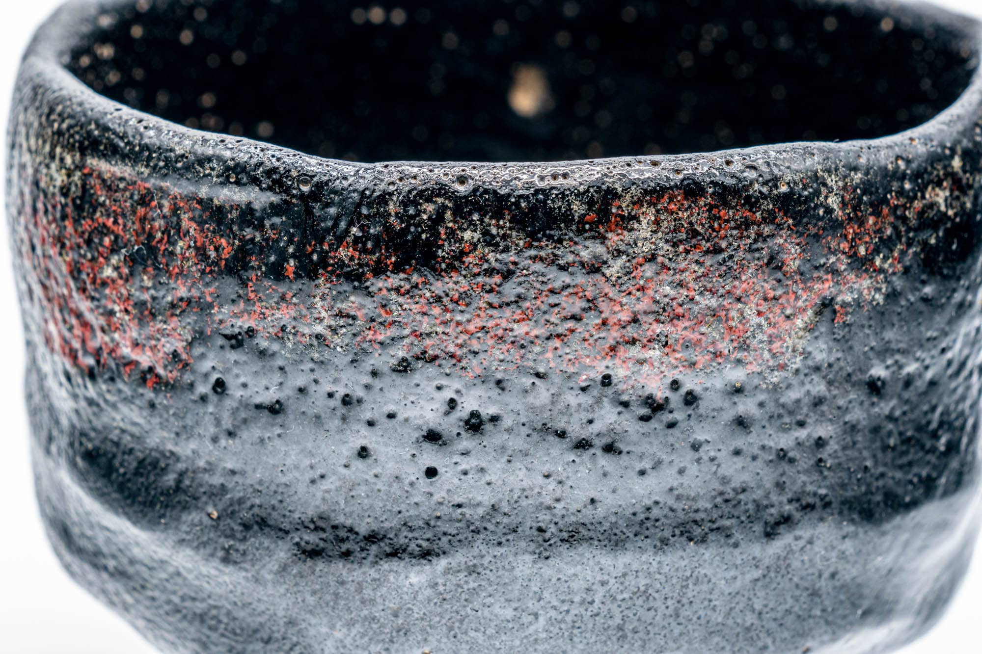 Vintage Red Gradient Kuro-raku Chawan