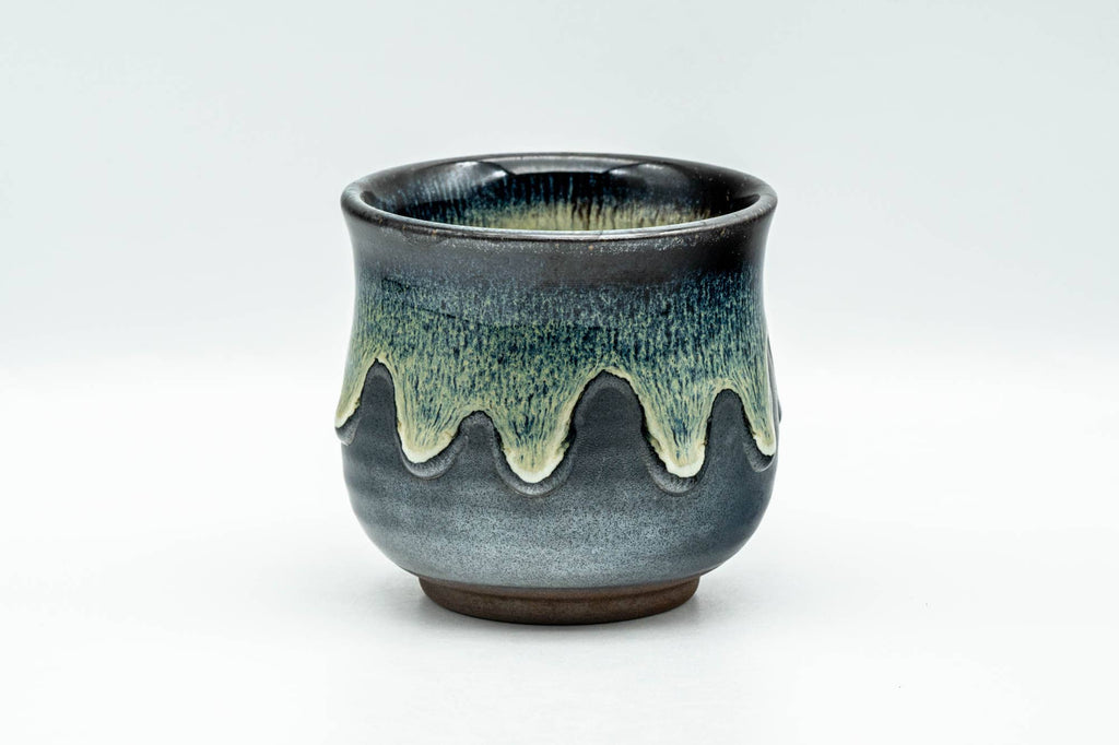 Japanese Teacup - Large Blue Green Drip-Glazed Yunomi - 220ml