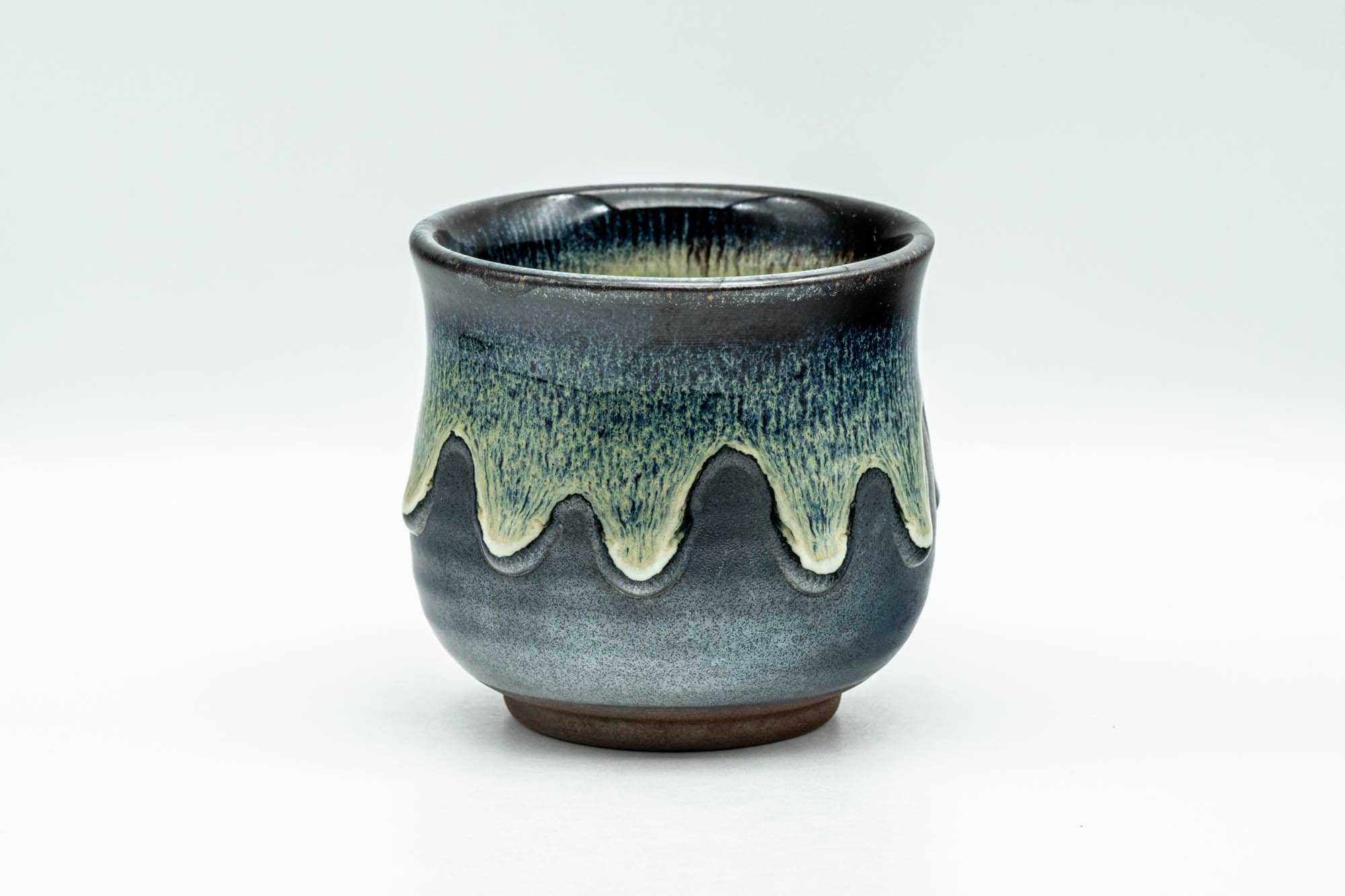 Japanese Teacup - Large Blue Green Drip-Glazed Yunomi - 220ml