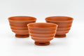Japanese Teacups - Set of 3 Horizontally Sculpted Tokoname-yaki Yunomi - 90ml