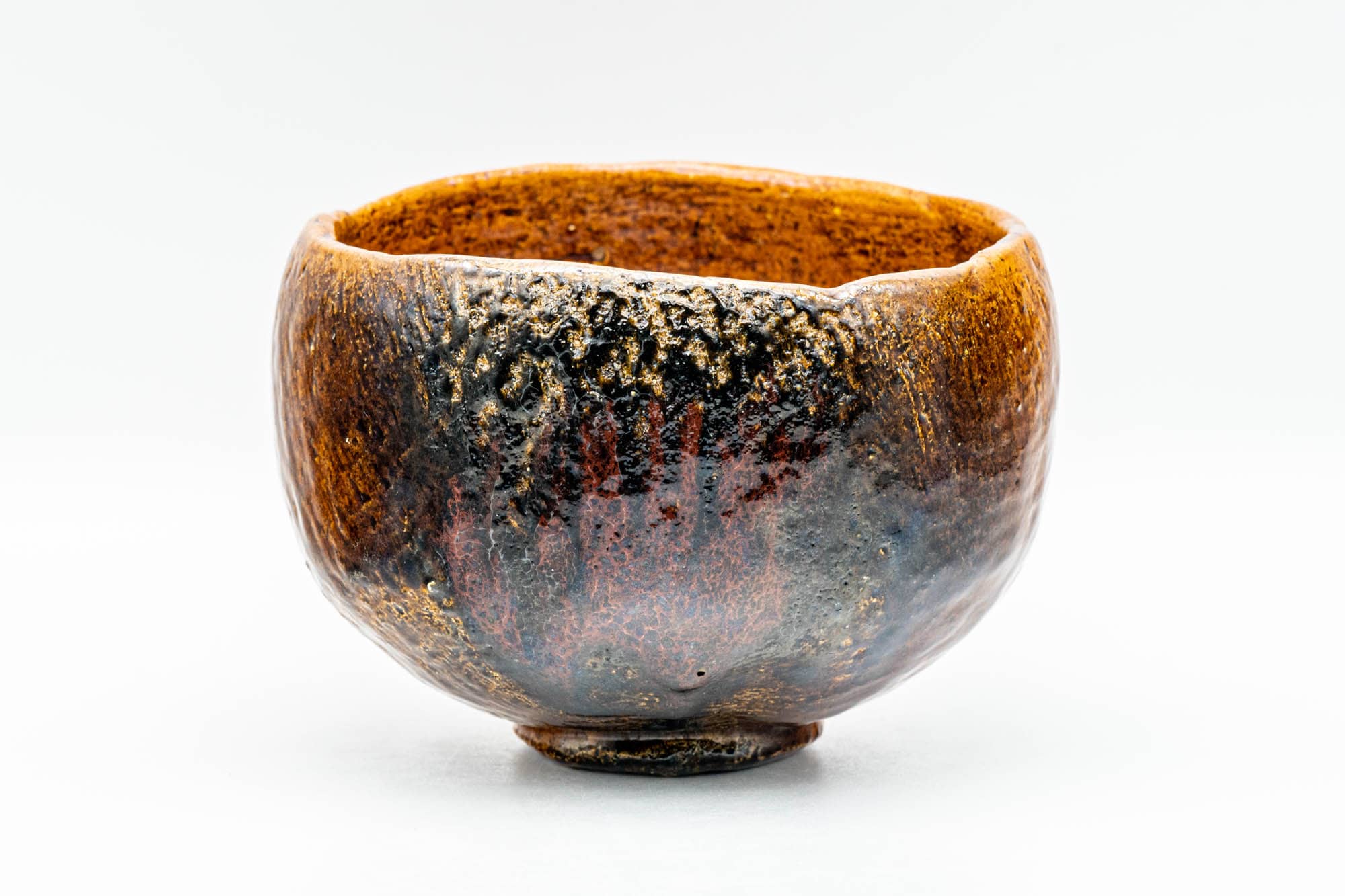 Japanese Matcha Bowl - 香野壮明 Kano Takeaki - Orange Candy Glazed Raku-gata Ohi-yaki Chawan with Wooden Box - 350ml