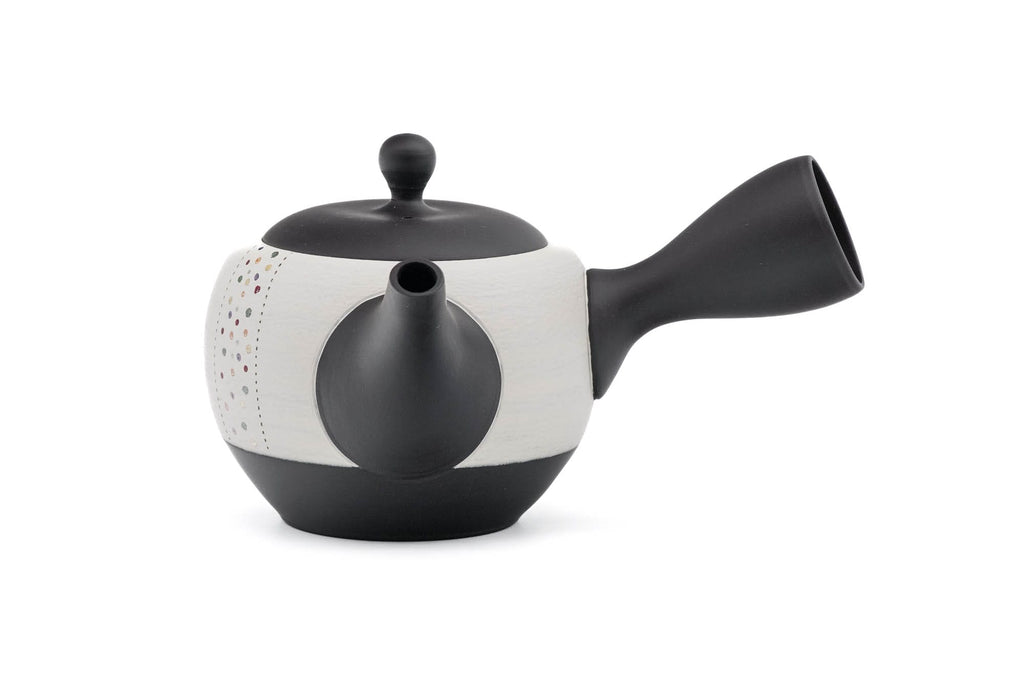 Black White Pearlescent Dots Tokoname Teapot - 300ml