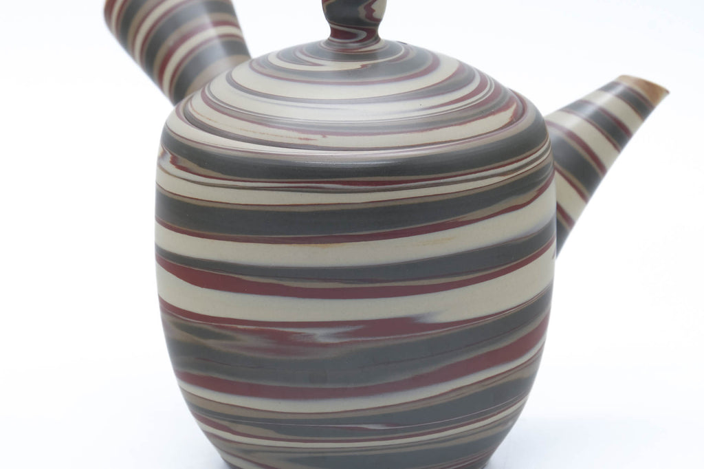 Japanese Kyusu - Green Red White Nerikomi Tokoname Teapot - 310ml