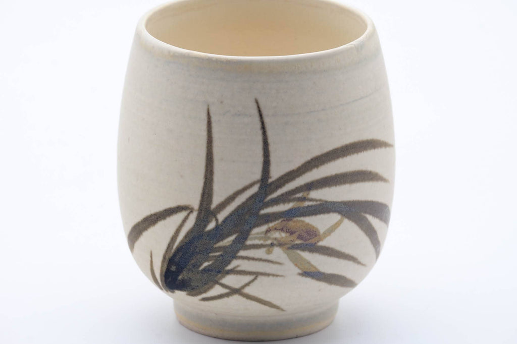 Japanese Teacup - Large Long Grass Beige Glazed Yunomi - 240ml
