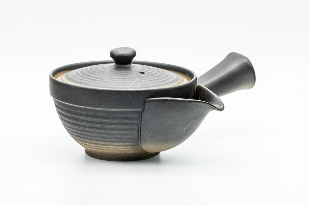 Japanese Kyusu - Black Matte Glazed Sasame Ceramic Filter Teapot - 400ml