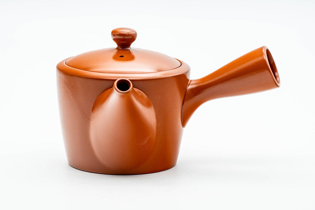 Japanese Tea Set - Floral Engraved Tokoname-yaki Kyusu Teapot with 5 White Inner-Glazed Yunomi Teacups