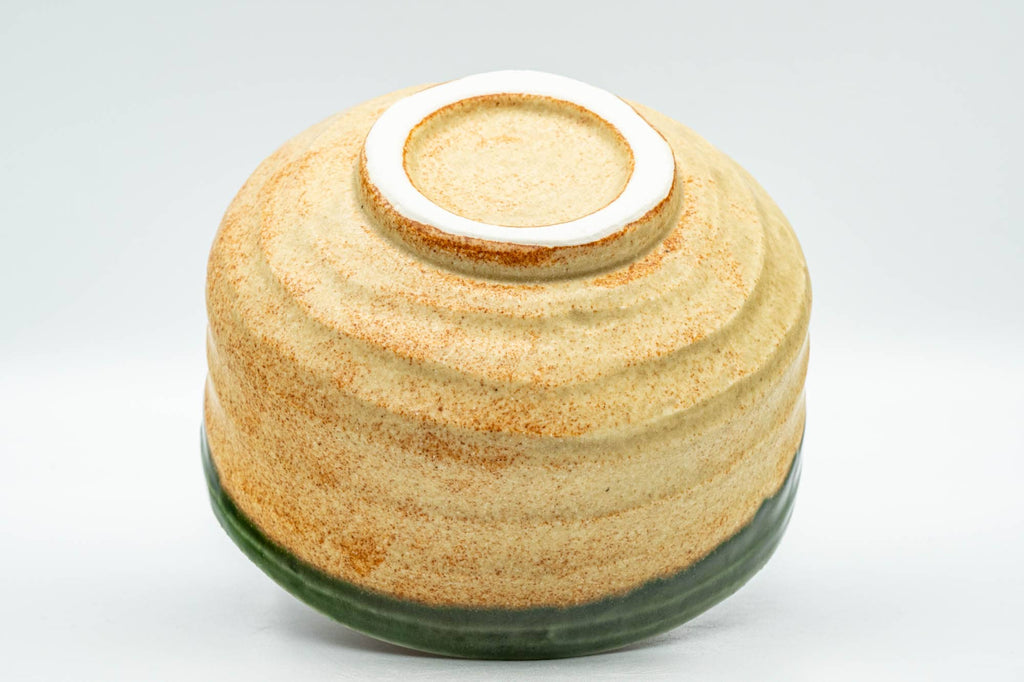 Japanese Matcha Bowl - Beige Green Hantsutsu-gata Chawan - 450ml