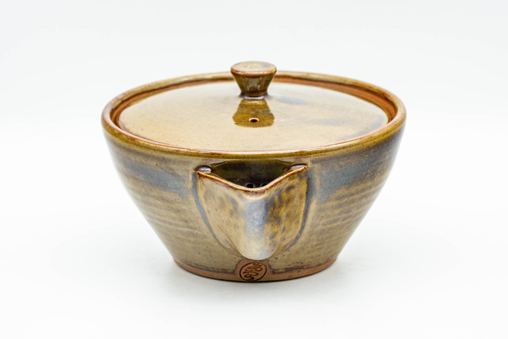 Japanese Tea Set - Green Purple Drip-Glazed Houhin Teapot - Katakuchi Water Cooler - 5 Yunomi Teacups