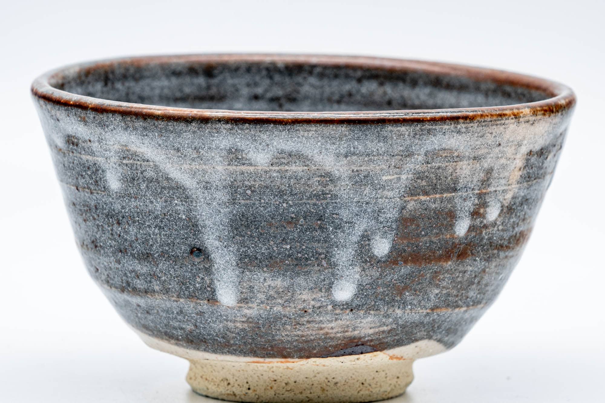 Japanese Matcha Bowl - Grey Milky Drip-Glazed Mino-yaki Chawan - 250ml