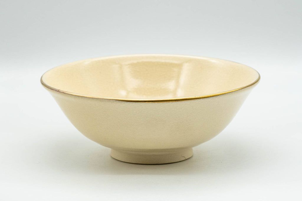 Japanese Matcha Bowl - Beige Floral Kyo-yaki Summer Natsu Chawan - 200ml