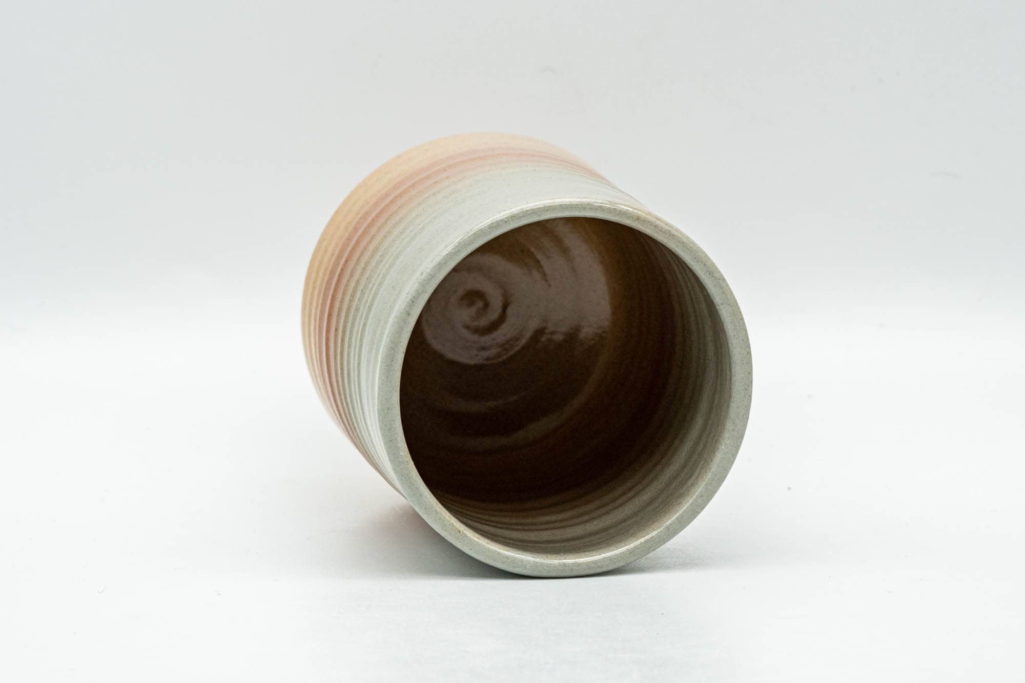 Japanese Teacup - Beige Pink Spiraling Hagi-yaki Yunomi - 160ml