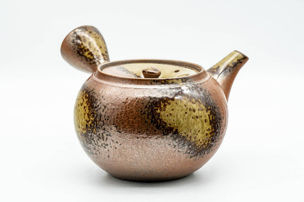 Japanese Kyusu - Ash Green Glazed Shigaraki-yaki Mesh Teapot - 375ml