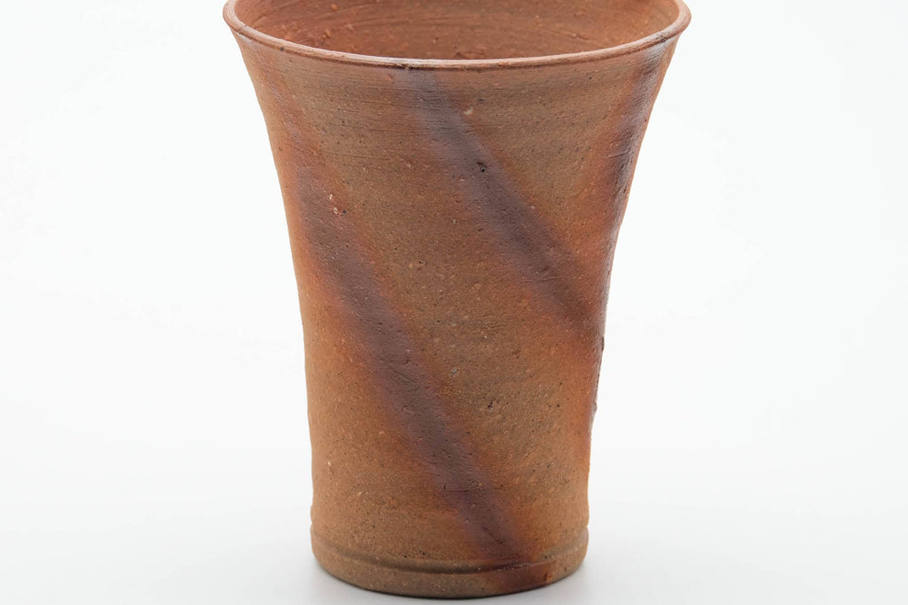 Japanese Teacup - Tall Orange Hidasuki Bizen-yaki Yunomi - 240ml