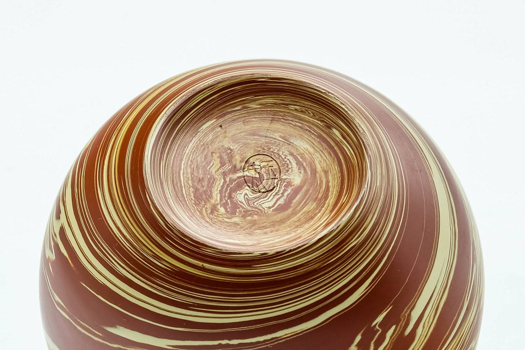 Japanese Teacup - Red Yellow Nerikomi White Inner-Glazed Tokoname-yaki Yunomi - 80ml