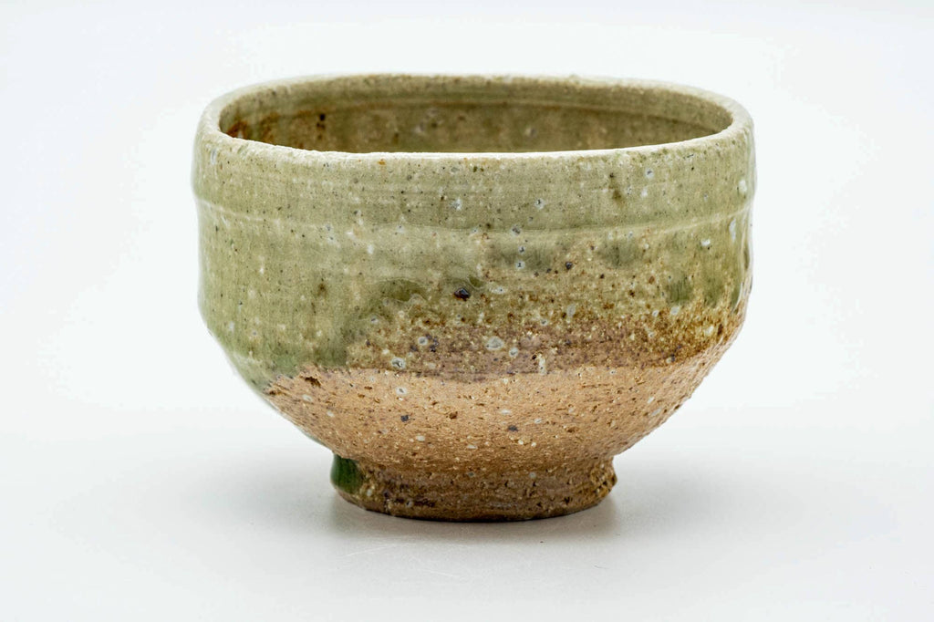 Japanese Matcha Bowl - Earthy Green Celadon Drip-Glazed Shigaraki-yaki Chawan - 350ml