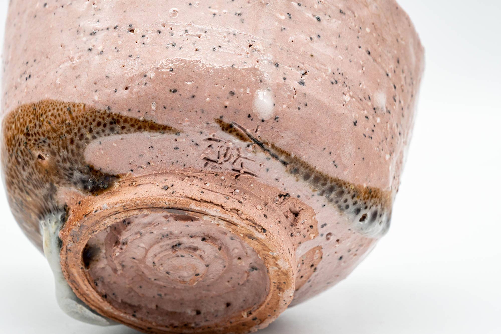 Japanese Matcha Bowl - Pink and Brown Shino Glazed Wabi-Sabi Chawan - 300ml