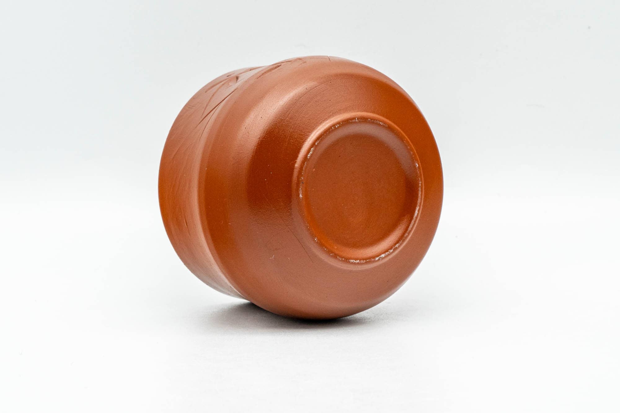 Japanese Teacup - Bamboo Engraved Red Shudei Tokoname-yaki Yunomi - 140ml