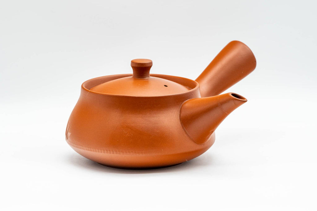 Japanese Tea Set - Long Grass Engraved Tokoname-yaki Debeso Kyusu Teapot with 5 Yunomi Teacups