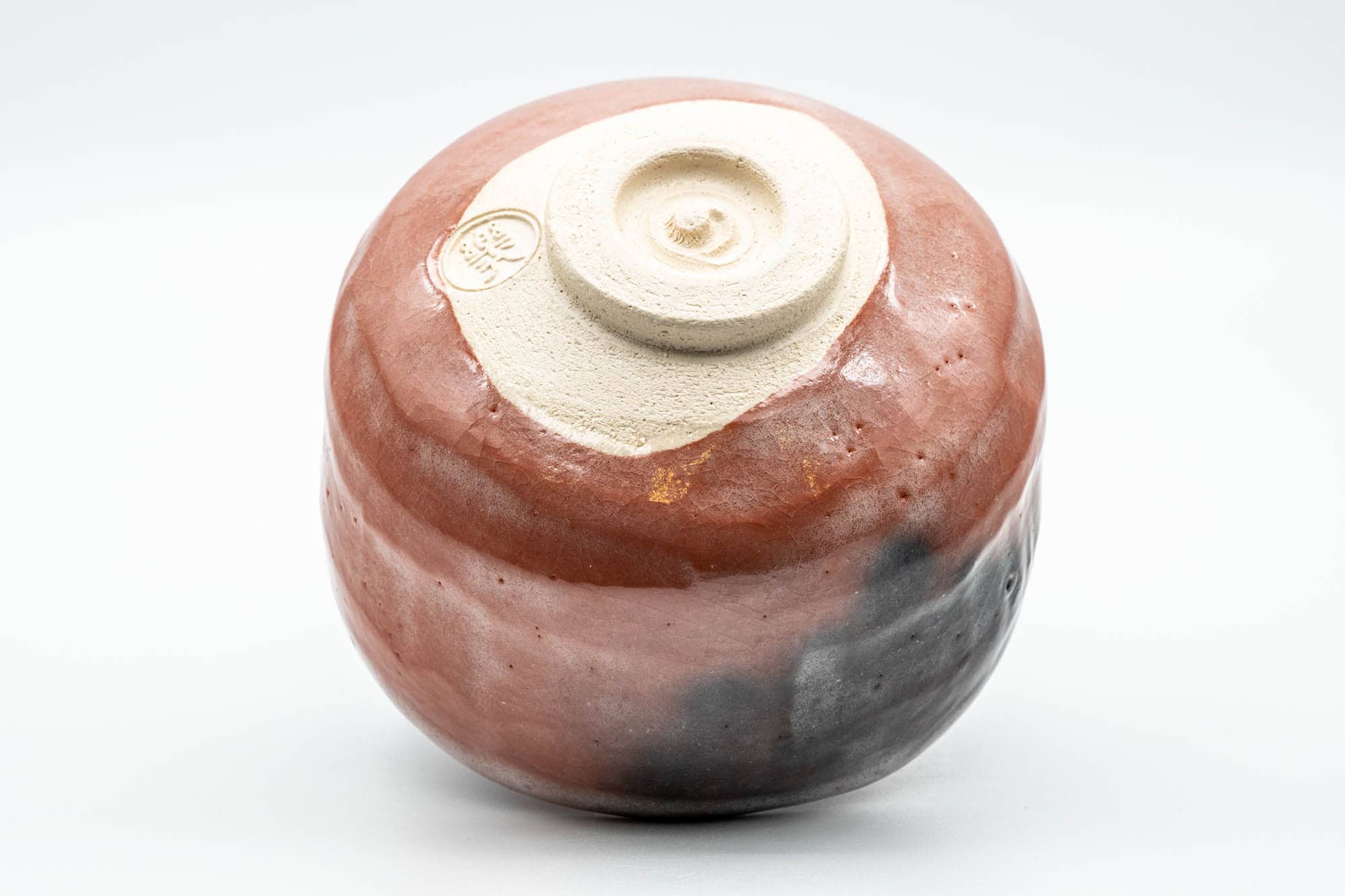 Japanese Matcha Bowl - Floral Aka-raku Red Raku Chawan - 400ml