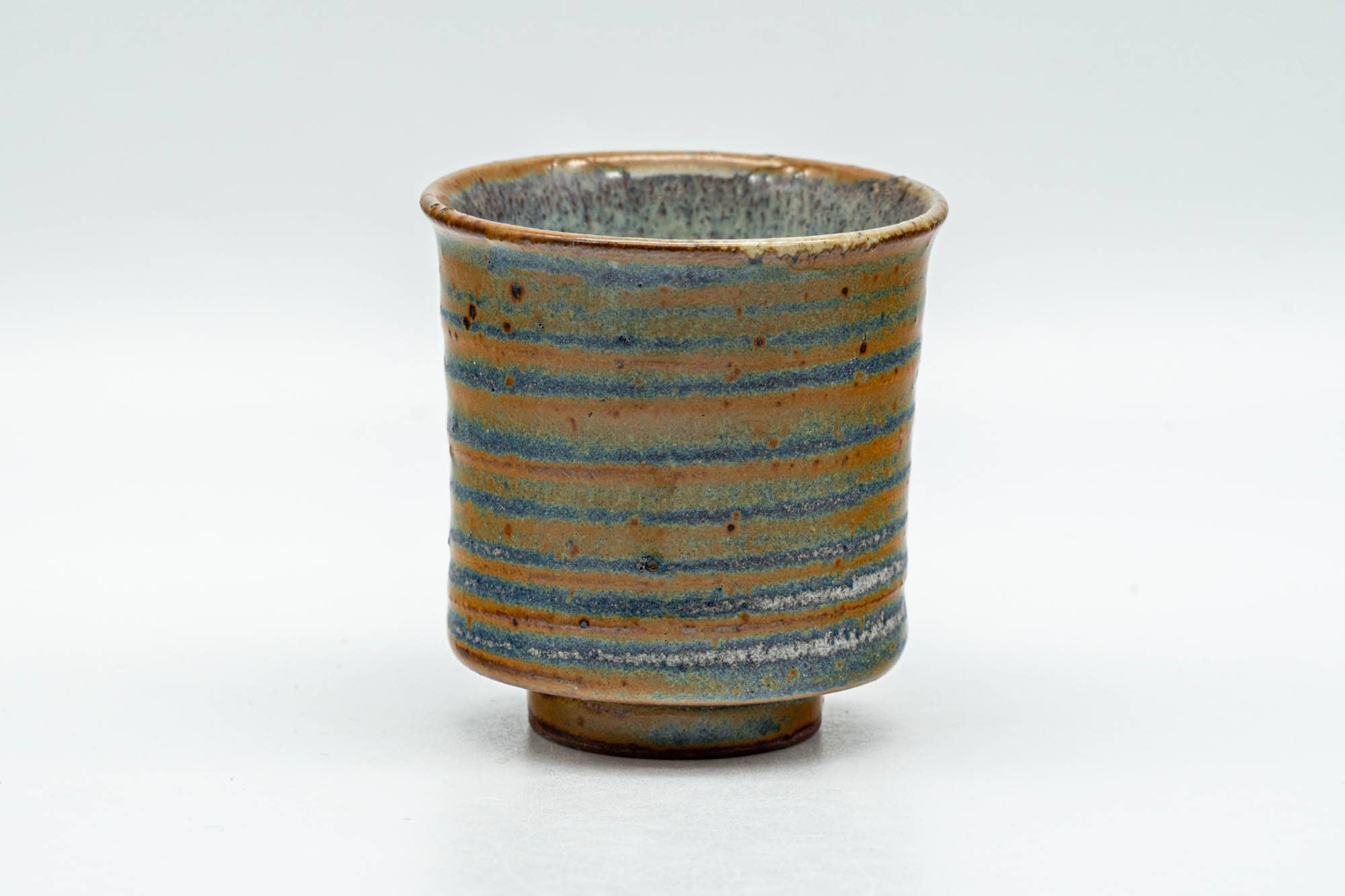 Japanese Teacup - Green Orange Spiraling Guinomi - 50ml