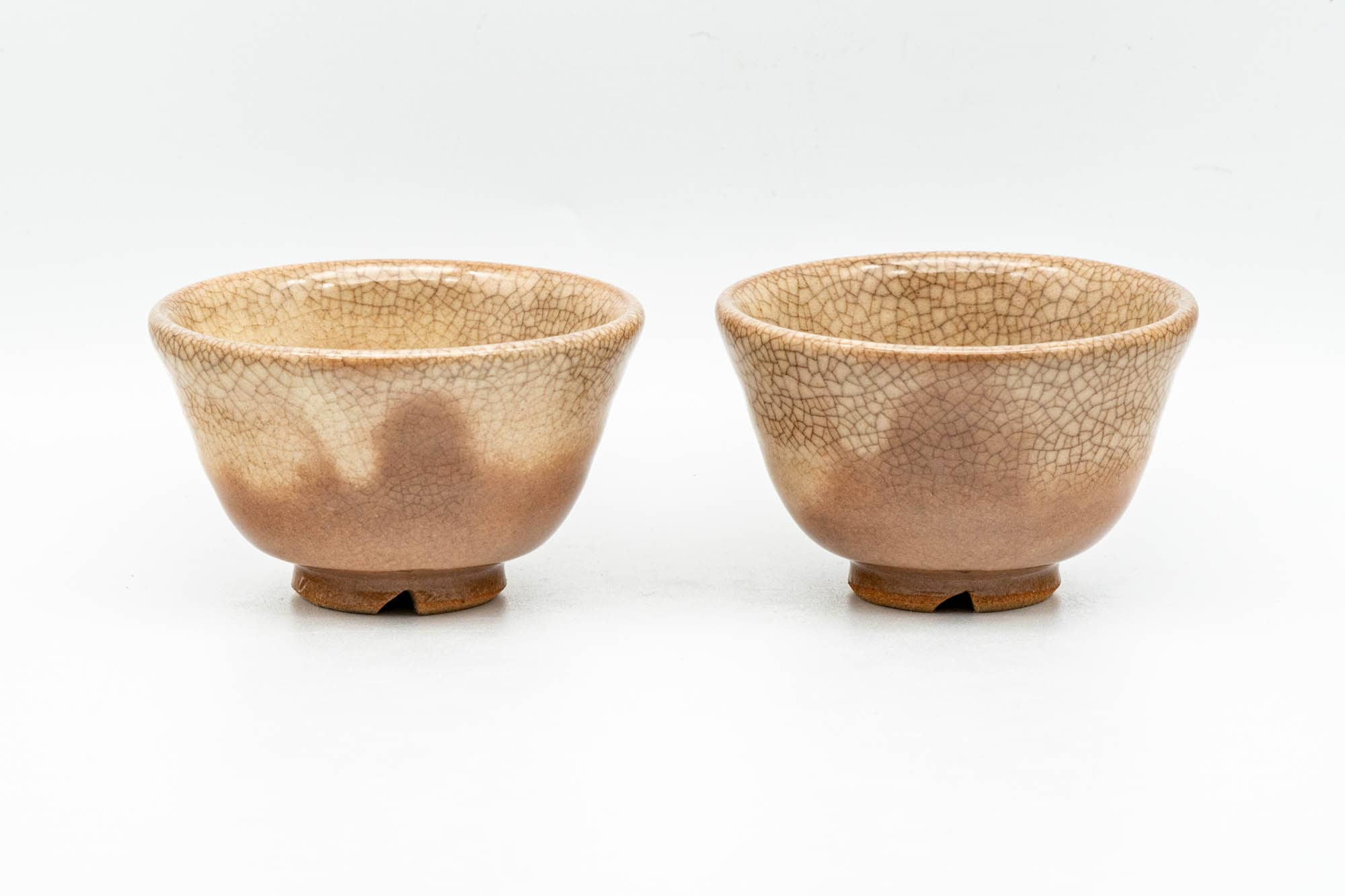 Japanese Teacups - Pair of Milky Drip-Glazed Hagi-yaki Guinomi - 40ml