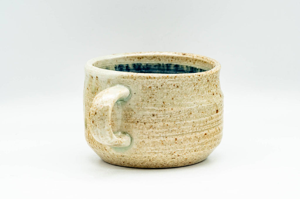 Japanese Teacup - Beige Blue Cerulean Interior Glazed Ushirode Yunomi - 125ml